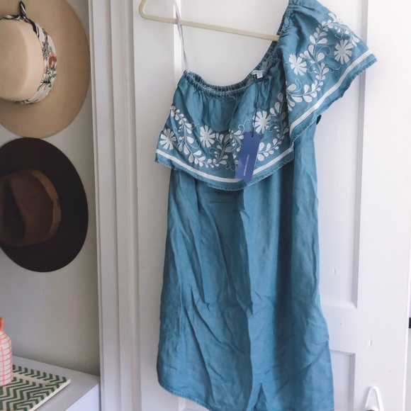 Rebecca Minkoff Light Blue One Shoulder Dress NEW - Picture 2 of 6